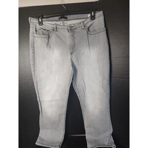 Lee Easy Fit Gray Denim Cropped Jeans Light Wash Stretch Size 16 Medium 3379012